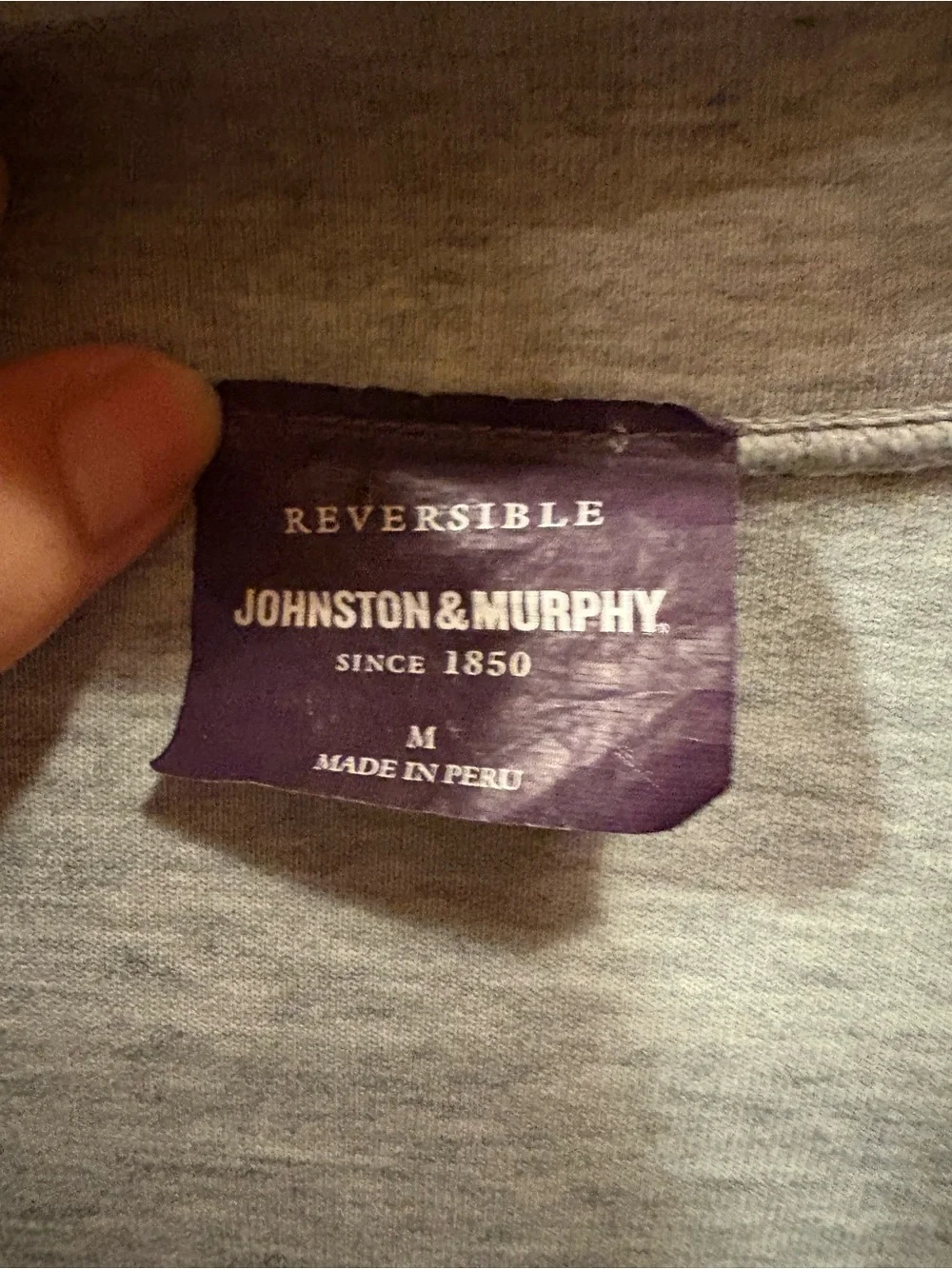 Johnston & Murphy Blue and Gray Heathered reversible Quarter-Zip Sweatshirt